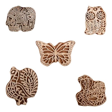 Set of 5 Piece New Mix Wooden Printing Block